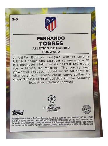 Tarjeta Topps 2020 Golazo Atletico De Madrid Fernando Torres