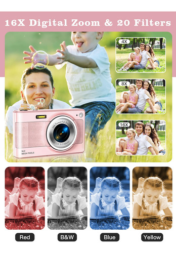 Cámara Digital Fhd 1080p 56 Mp Para Niños Con Zoom 16x