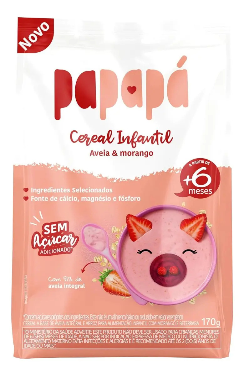 Cereal Infantil Papapá de Aveia e Morango Sachê 170 g