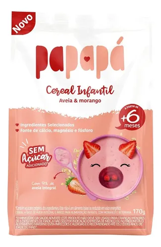 Cereal Infantil Papapá de Aveia e Morango Sachê 170 g