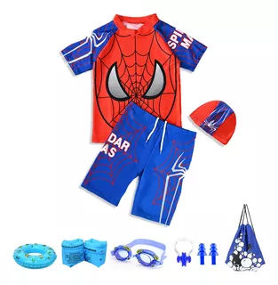 Traje De Baño Bebe Niño Ropa Playa Gorra Spiderman Bañadores