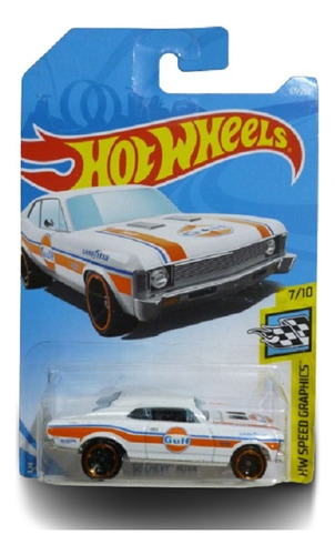 Hot Wheels 68 Chevy Nova White Gulf - J P Cars