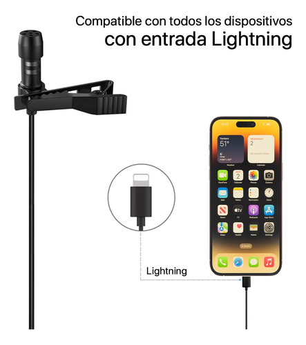Micrófono Lightning Pechero Lavalier Solapa