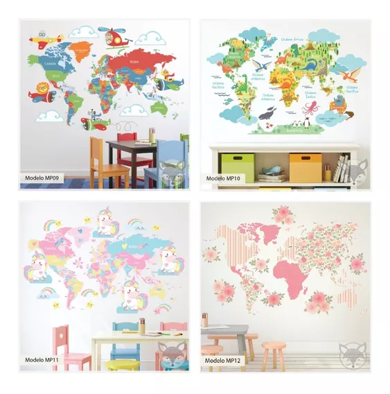 Vinilos Decorativos Infantiles Mapamundi Mapas Mpc