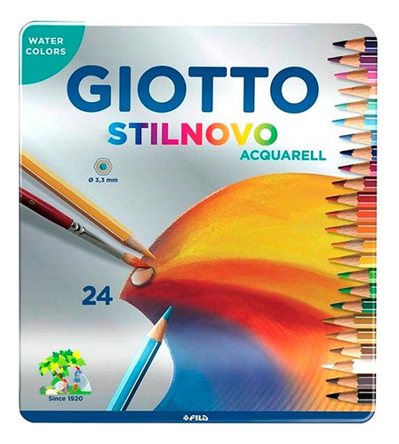 Lapices De Color Giotto Stilnovo Acuarelables Lata X 24
