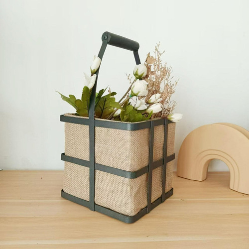 Cesta De Almacenamiento De Yute Con Asa Para Llevar, Cesta.