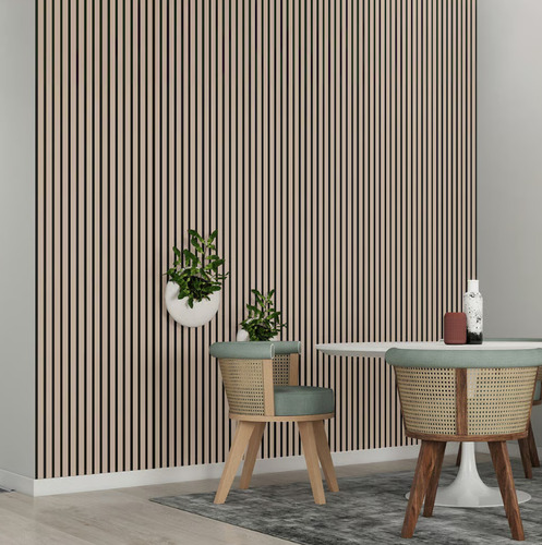 Wall Panel® Revestimiento Acustico Interior 60cm X 2.40m Fresno Marrón Claro