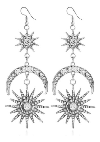 Exaggerated - Aretes De Gota Con Diseño De Luna De Sol Y E.