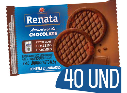 Biscoito Amanteigado Em Sache Chocolate Renata Bolacha 40 Un