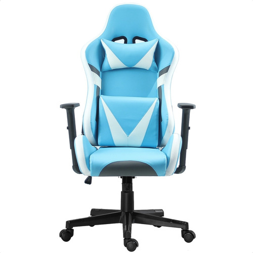 Cadeira Computador Gamer Giratoria Braço Azul Estofamento