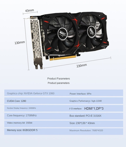 Imagen 5 de 8 de Tarjeta Gráfica De Juego Independiente Gtx1060 6gb Silent Fa