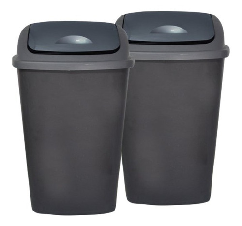 Set X2 Tacho Cesto Basura Plastico 50 Litros Tapa Colombraro