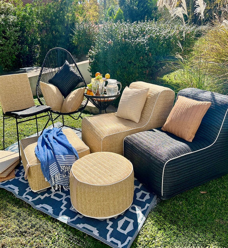 Juego Jardin 2 Sillones Diseño San Francisco+ Mesa Int/ext Negro