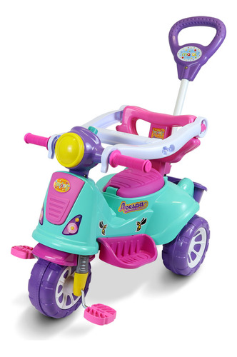 Triciclo Infantil De Passeio Empurrador Avespa Pink Maral
