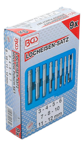 Juego Sacabocados Perforar 3 - 12 Mm 9 Pzas Bgs 565