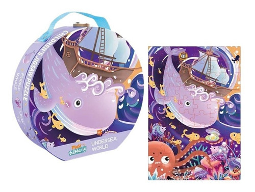 Rompecabezas 60 Pcs Jumbo Puzzle Valija Mundo Marino Ballena