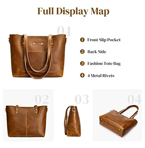 S-zone Bolsos Tote De Cuero Genuino Para Mujer Con Monedero