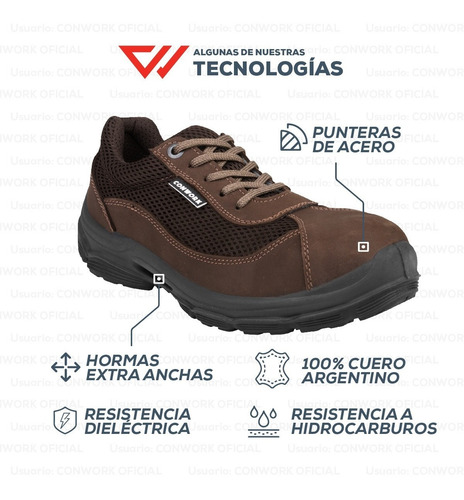 Imagen 8 de 10 de Calzado Conwork Ergon 105za Chocolate Doble Frontura Marron