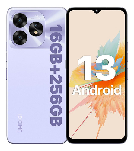 Umidigi A15 Cell Phones (16g+256g), Android 13 64mp Main Camera Octa Core Pantalla De Gota De Agua De Vista Completa Hd+ De 6,7 Batería De 5000 Mah