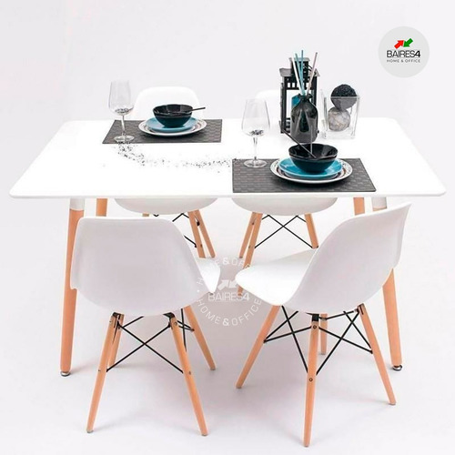 Imagen 2 de 9 de Juego De Comedor Mesa 120cm + 4 Sillas Eames