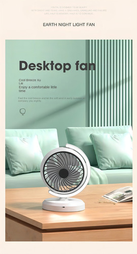 Ventilador De Mesa Lámpara Aire Fresco En Forma De Globo Usb
