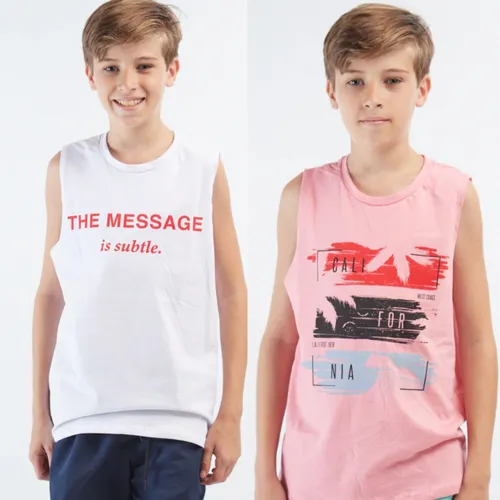 comprar Pack X2 Musculosas De Niños Con Estampa Calidad Premium