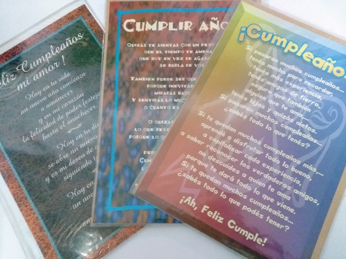 Tarjeta A4 Poemas Para Mama Papa Cumpleaños Pack X12 Surtido