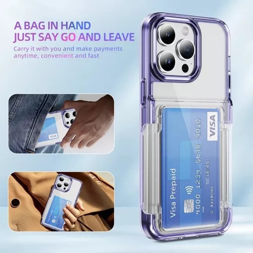 B / Funda Transparente For iPhone Con Tarjetero