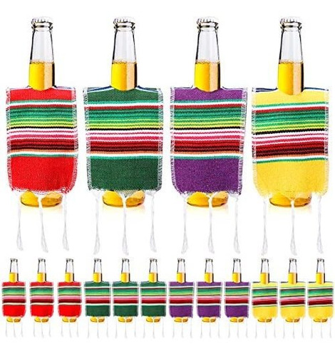 16 Paquetes De Mini Sarapes Con Poncho De Cerveza Para Mini