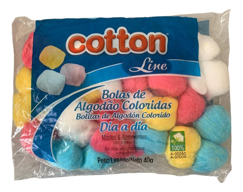 Algodão Bolas Coloridas Cotton Line 40 Grs P/ Bebê Maquiagem