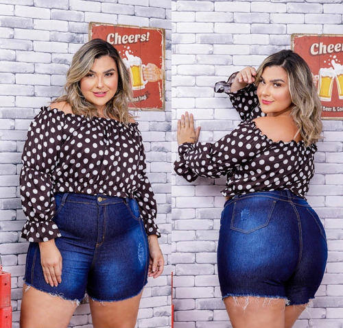 Shorts Jeans Plus Size Feminino Lycra Grande 46 48 50 52 54