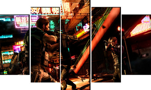 Cuadro Decorativo 5 Piez Resident Evil 6 Chris Redfield Leon