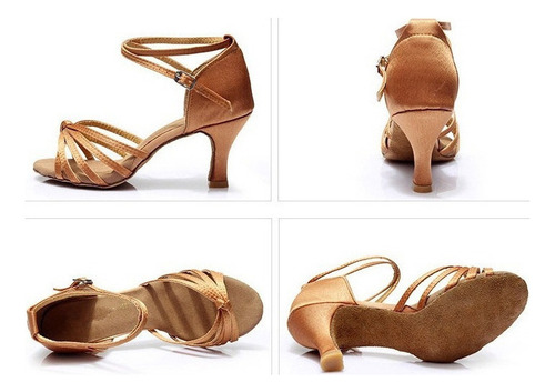 Zapatos De Baile Latino De Tacón Medio De Seda Satinada