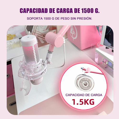 Soporte Brazo Para Micrófono Boom Audio Estudio Bomge 808 Color Rosa
