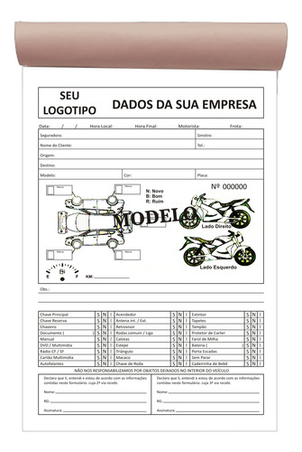 5 Talões Check List (carro E Moto) 2x50 Autocopiativo