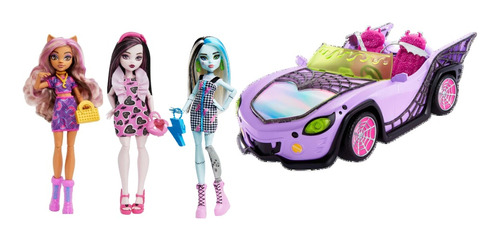 Monster High Pack Auto + Clawdeen W + Frankie S+ Draculaura