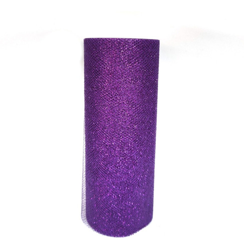 Tul Con Diamantina Morado Manualidades 15 Cm / 9 M