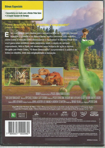 Dvd - O Bom Dinossauro - Disney Pixar - Original (Usado)