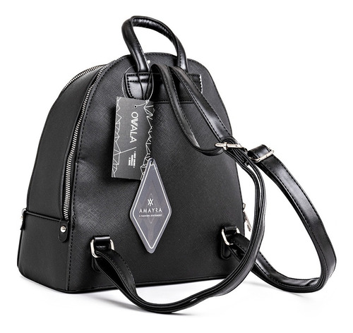 Mochilas Mujer Cuero Sintetico Negras Amayra Divisiones