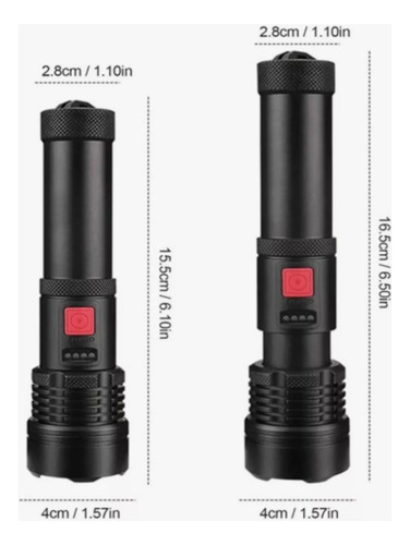 Lámpara Táctica Led Recargable Usb Linterna De 5 Modos