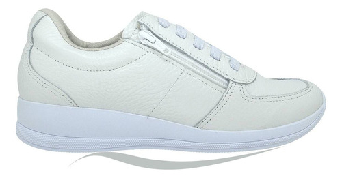 Tênis Casual Feminino Slipon Casual Couro Aj1202 Bco