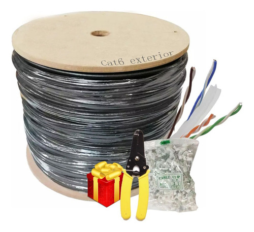  305 Mts. Cable Utp  Exteriores Cat6 Cal. 23 Negro Promo 