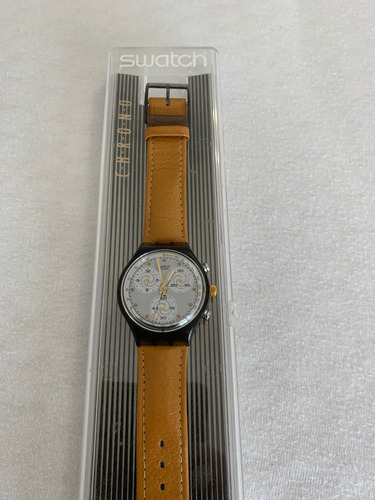 Relogio Swatch Scm101. Cronografico. Ano 1992, Sem Uso.couro