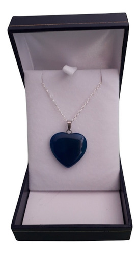  Corazón Agata Azul  Cadena De Plata