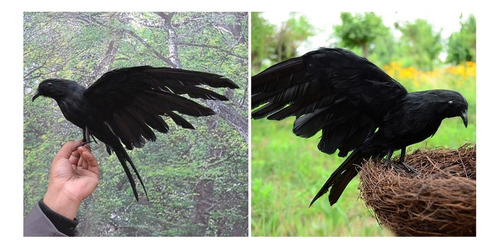 Cuervo Emplumado Realista Aves Decorativas Cuervo Estatua