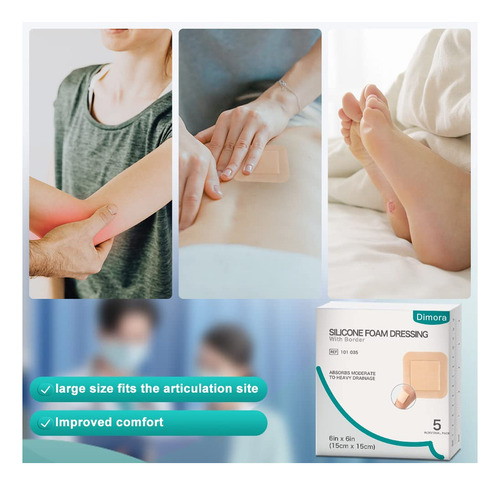 Dimora Apósito De Espuma De Silicona Con Adhesivo De Borde,