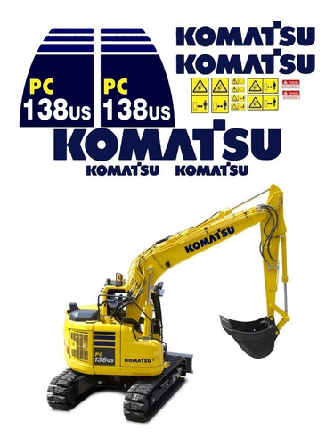 Adesivos Escavadeira Komatsu Pc138us Pc 138us Ca-00431 Mq Cor