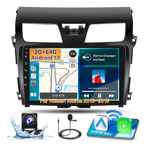 Estéreo Android Carplay 264g Para Nissan Altima 2013-2015, C