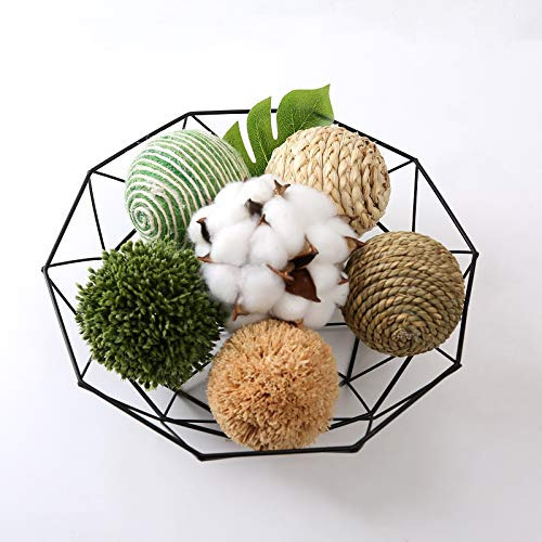 6 Bolas De Ratán Tejido Decorativas Para Mesa 9cm