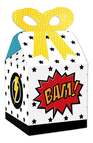 Big Dot Of Happiness Bam Superhero - Square Favor Gift Boxes